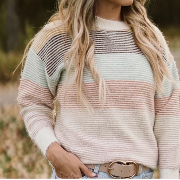 Sweaters - #20 CLOSEOUT SALE! Beautiful Color Block striped cozy sweater NWT